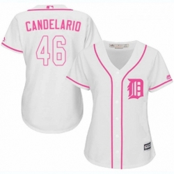 Womens Majestic Detroit Tigers 46 Jeimer Candelario Authentic White Fashion Cool Base MLB Jersey 