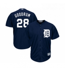 Youth Detroit Tigers 28 Niko Goodrum Replica Navy Blue Alternate Cool Base Baseball Jersey 