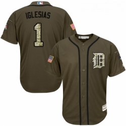 Youth Majestic Detroit Tigers 1 Jose Iglesias Authentic Green Salute to Service MLB Jersey