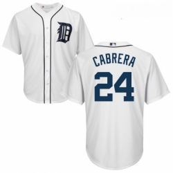 Youth Majestic Detroit Tigers 24 Miguel Cabrera Replica White Home Cool Base MLB Jersey