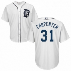 Youth Majestic Detroit Tigers 31 Ryan Carpenter Replica White Home Cool Base MLB Jersey 