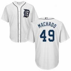 Youth Majestic Detroit Tigers 49 Dixon Machado Replica White Home Cool Base MLB Jersey 