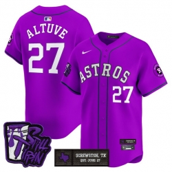 Men Houston Astros  27 Jose Altuve DJ Screw Still Tippin Purple Patch Vapor Limited Stitched Baseball Jersey
