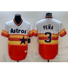 Men Houston Astros 3 Jeremy Pena Orange Rainbow Cool Base Stitched Jersey