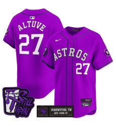 Men Houston Astros  35 Justin Verlander DJ Screw Still Tippin Purple Patch Vapor Limited Stitched Baseball Jersey