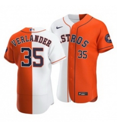 Men Houston Astros 35 Justin Verlander Split White Orange Two Tone Jersey