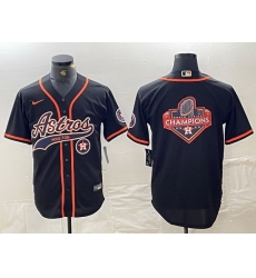 Men Houston Astros Black Team Big Logo With Patch Cool Base Stitched Baseball Jersey 10