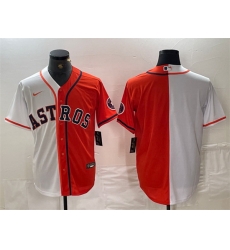 Men Houston Astros Blank White Orange Split With Patch Cool Base Stitched Baseball Jerseys