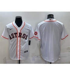 Men Houston Astros Blank White With Patch Cool Base Stitched Jersey