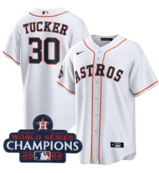 Men's Houston Astros #30 Kyle Tucker White 2022 World Series Champions Home Stitched Baseball Jersey