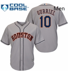 Mens Majestic Houston Astros 10 Yuli Gurriel Replica Grey Road Cool Base MLB Jersey 