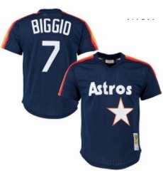 Mens Mitchell and Ness 1988 Houston Astros 7 Craig Biggio Replica Navy Blue Throwback MLB Jersey