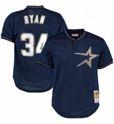 Mens Mitchell and Ness 1997 Houston Astros 34 Nolan Ryan Replica Navy Blue Throwback MLB Jersey