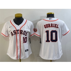 Women Houston Astros 10 Yuli Gurriel White With Patch Cool Base Stitched Baseball Jersey