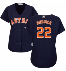 Womens Majestic Houston Astros 22 Josh Reddick Authentic Navy Blue Alternate Cool Base MLB Jersey