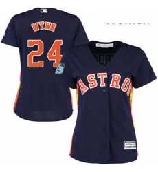 Womens Majestic Houston Astros 24 Jimmy Wynn Replica Navy Blue Alternate Cool Base MLB Jersey 