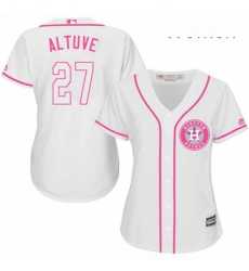 Womens Majestic Houston Astros 27 Jose Altuve Authentic White Fashion Cool Base MLB Jersey