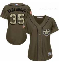 Womens Majestic Houston Astros 35 Justin Verlander Authentic Green Salute to Service MLB Jersey 