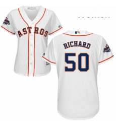 Womens Majestic Houston Astros 50 JR Richard Replica White Home 2017 World Series Champions Cool Base MLB Jersey