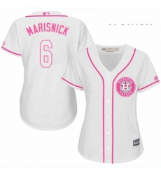 Womens Majestic Houston Astros 6 Jake Marisnick Authentic White Fashion Cool Base MLB Jersey 