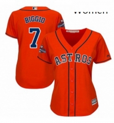 Womens Majestic Houston Astros 7 Craig Biggio Authentic Orange Alternate 2017 World Series Champions Cool Base MLB Jersey