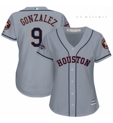 Womens Majestic Houston Astros 9 Marwin Gonzalez Authentic Grey Road 2017 World Series Champions Cool Base MLB Jersey 