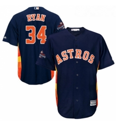 Youth Majestic Houston Astros 34 Nolan Ryan Replica Navy Blue Alternate 2017 World Series Champions Cool Base MLB Jersey