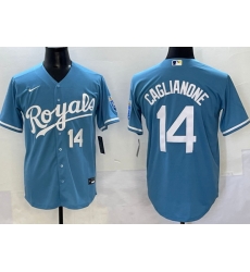 Men Kansas City Royals 14 Jac Caglianone Light Blue Flexl Base Stitched Baseball Jersey