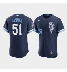 Men Kansas City Royals 51 Brady Singer 2022 Navy City Connect Flex Base Stitched MLB jersey