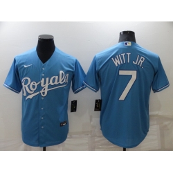 Men Kansas City Royals 7 Bobby Witt Jr  Light Blue Cool Base Stitched Jerse