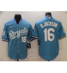 Men Kansas City Royals Bo Jackson 16 Throwback Light Blue Jersey