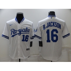 Men Nike Kansas City Royals #16 B.JACKSON White Stitched MLB Jersey