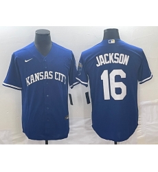 Men's Kansas City Royals #16 Bo Jackson Navy Cool Base Stitched Baseball Jersey