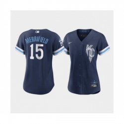 Women's Kansas City Royals #15 Whit Merrifield 2022 Navy City Connect Cool Base Stitched Jersey