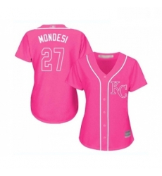 Womens Kansas City Royals 27 Adalberto Mondesi Replica Pink Fashion Cool Base Baseball Jersey 