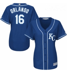 Womens Majestic Kansas City Royals 16 Paulo Orlando Authentic Blue Alternate 2 Cool Base MLB Jersey