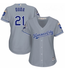 Womens Majestic Kansas City Royals 21 Lucas Duda Replica Grey Road Cool Base MLB Jersey 