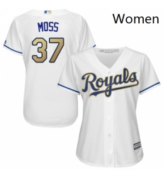 Womens Majestic Kansas City Royals 37 Brandon Moss Replica White Home Cool Base MLB Jersey