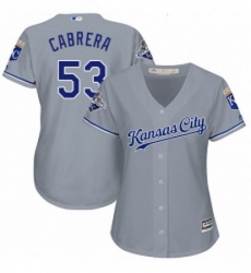 Womens Majestic Kansas City Royals 53 Melky Cabrera Authentic Grey Road Cool Base MLB Jersey 