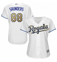 Womens Majestic Kansas City Royals 88 Michael Saunders Replica White Home Cool Base MLB Jersey 