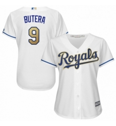 Womens Majestic Kansas City Royals 9 Drew Butera Authentic White Home Cool Base MLB Jersey 