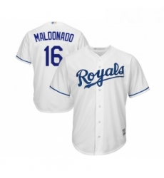 Youth Kansas City Royals 16 Martin Maldonado Replica White Home Cool Base Baseball Jersey 