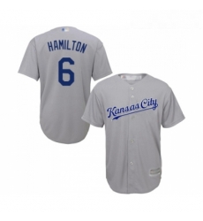 Youth Kansas City Royals 6 Billy Hamilton Replica Grey Road Cool Base Baseball Jersey 