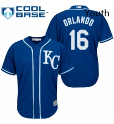 Youth Majestic Kansas City Royals 16 Paulo Orlando Authentic Blue Alternate 2 Cool Base MLB Jersey