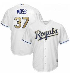 Youth Majestic Kansas City Royals 37 Brandon Moss Replica White Home Cool Base MLB Jersey