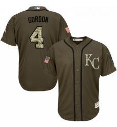 Youth Majestic Kansas City Royals 4 Alex Gordon Authentic Green Salute to Service MLB Jersey