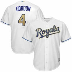 Youth Majestic Kansas City Royals 4 Alex Gordon Replica White Home Cool Base MLB Jersey