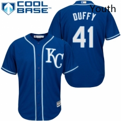 Youth Majestic Kansas City Royals 41 Danny Duffy Authentic Blue Alternate 2 Cool Base MLB Jersey