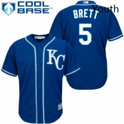 Youth Majestic Kansas City Royals 5 George Brett Replica Blue Alternate 2 Cool Base MLB Jersey