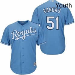 Youth Majestic Kansas City Royals 51 Jason Vargas Replica Light Blue Alternate 1 Cool Base MLB Jersey 